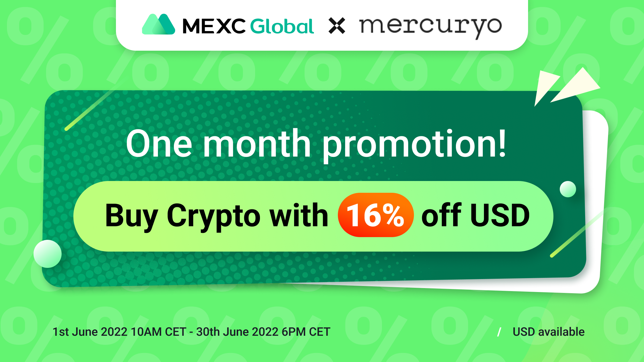 One month USD Promotion on MEXC via Mercuryo! Announcement